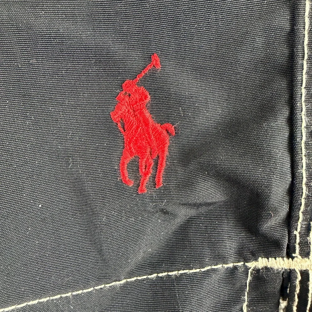 Polo Ralph Lauren‎ Swim Trunks Mens XXL Black Board Shorts Red Pony Mesh Line